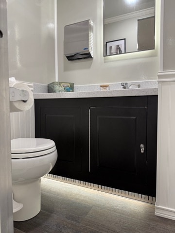 Modern bathroom with sleek design.
