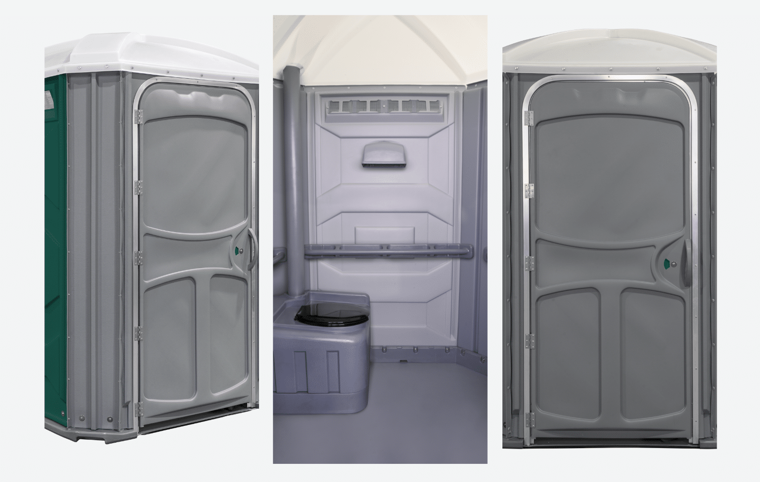 Portable toilet with specifications listed