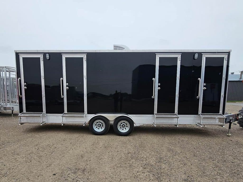 Black trailer with multiple doors