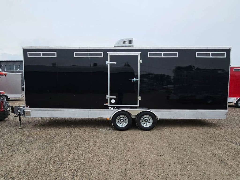 Black trailer with silver accents